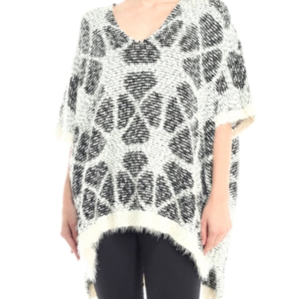 Carapace Cream and Black Poncho Sweater